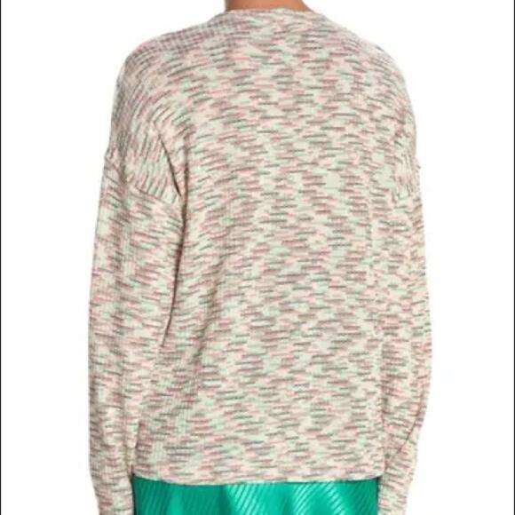 Code x Mode Green Multi Space Dye Sweater Size MEDIUM raw hem Jumper Top Blouse - Picture 3 of 9